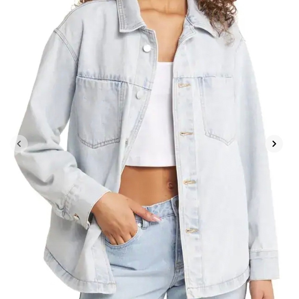 Rip Curl Surfer Beach Light Wash Denim Shirt Jacket Blue Oversized Shacket SZ S